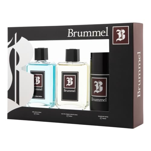 BRUMMEL - Clásica Colonia 125 ml + After Shave 125 ml + Desodorante Spray 150 ml, Estuche de Regalo Hombre, Pack 3 Piezas, Eau de Toilette Hombre, Aroma Cítrico, Fragancia Fresca de Larga Duración