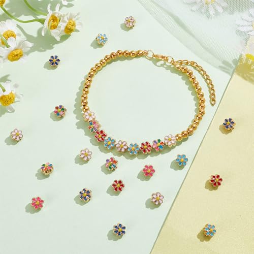 Perles en émail en forme de fleur anti-ternissement pour séparer vos perles de bijoux