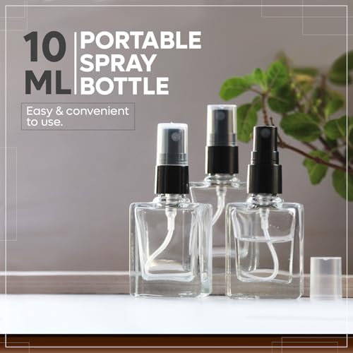 Image of nsb herbals Refillable Perfume Clear Square Glass Bottles With Spray Pump For Perfume Essential Oils Aromatic Water Blend 10 ml
