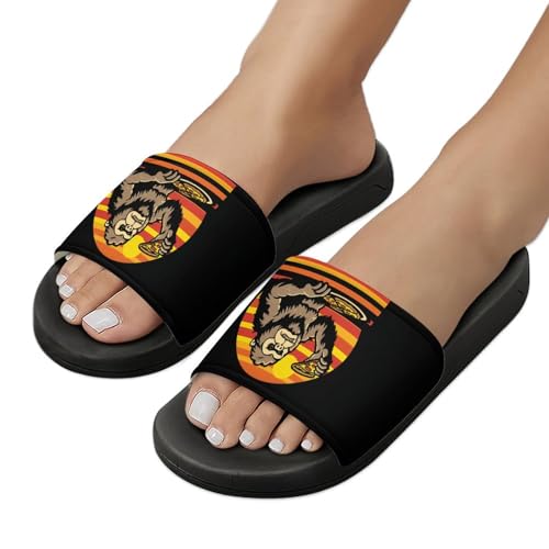 Sasquatch And Pizza! Funny Eating Bigfoot Unisex Shower Shoes House Slippers Non-Slip Indoor Bathroom Shoes for Pool Beach 38 (240mm)3