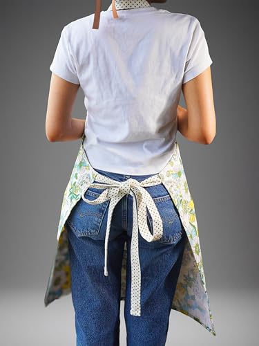 Image of 100% Cotton Unisex Apron - Adjustable Neck Straps, Vibrant Print, Reinforced Stitching, Multipurpose& Deep Pocket - for Cooking, Catering, Gardening, Painting-Printed Aprons