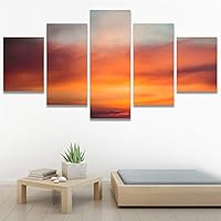 SIGNWIN 5 Panel Canvas Wall Art Modern Art Coastal Colorful Multicolor Photography Romantics Sunset for Home Decorations Ready to Hang - 60