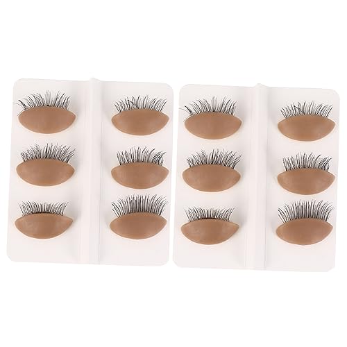 PartyKindom Eyelash Kit 6 Pairs Removable Eyelids Practice Lashing on Makeup Training Head