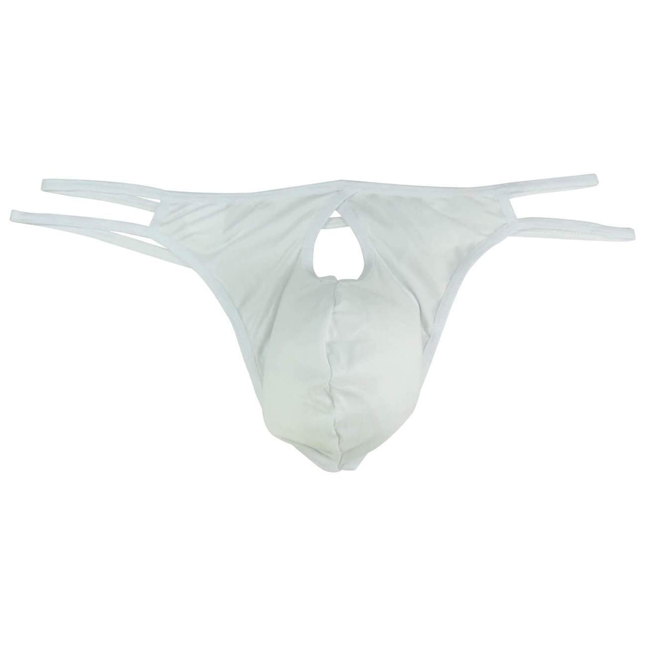 flirty touchMen's Polyester G-String Thongs (Medium, White)