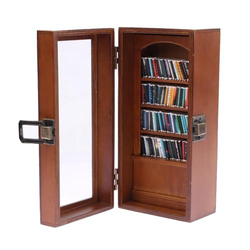 Ranley Vitrina para libros pequeños, librería de madera en miniatura - Estantes para libros en miniatura de madera hechos a mano - Antiestrés, pequeña estantería creativa para amantes de los libros