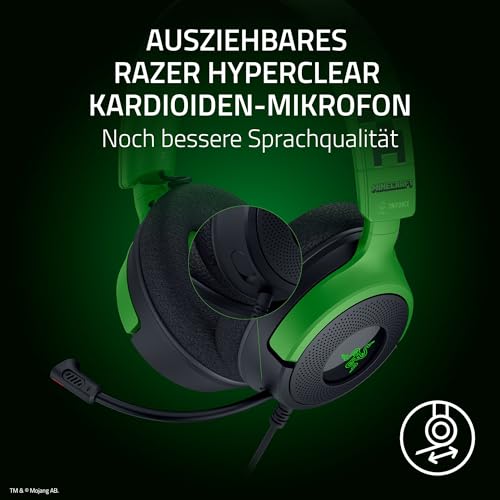 Razer Kraken V4 X Minecraft Edition - Kabelgebundenes USB-PC-Gaming-Headset (Triforce 40mm-Treiber, ausziehbares Nierenmikrofon… – Ansicht 4