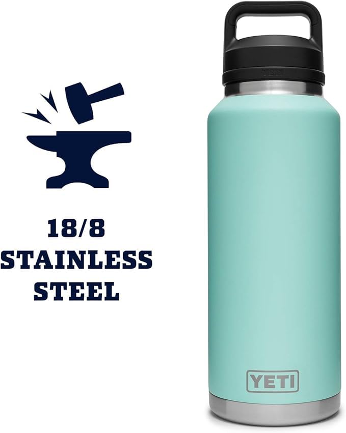 YETI Rambler Bottle Chug, Vaccum Insulated Stainless Steel Bottle with Leakproof Chug Cap, Seafoam, 46 oz (1.4 L) - Image 3