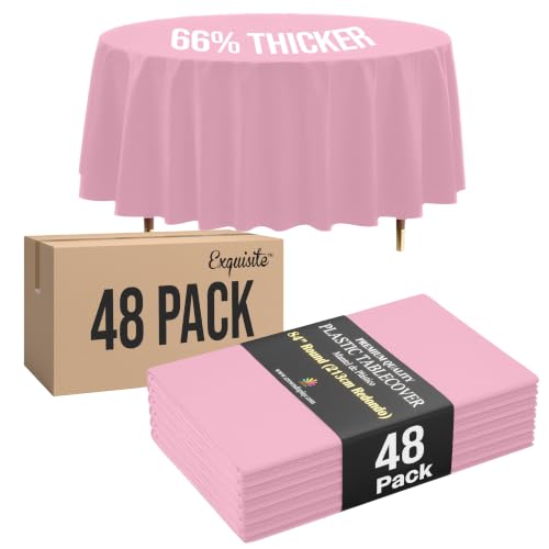 Image of Exquisite Pink Round Tablecloth 84 inch - 48 Pack