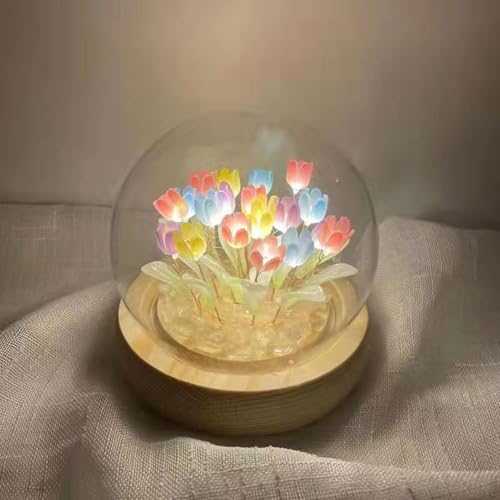 Image of Pretty Colorful Tulips Lamps Flower Night Light Cute Bedroom Decor Unique Gifts for Women - Battery Powered (not Included)