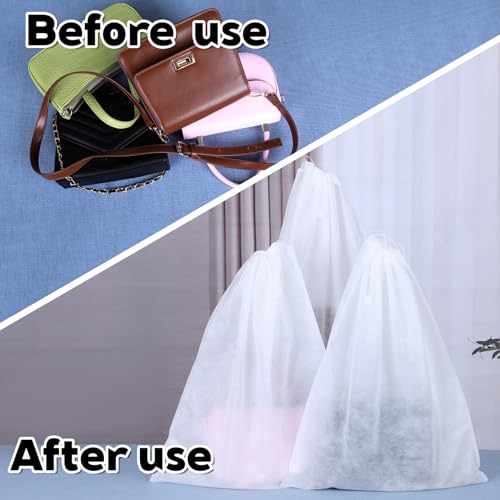 100 Pcs Dust Bags for Handbags, Dust Bags for Purses Storage Bags for Handbags Non-Woven Breathable Drawstring Handbag Dust Cover for Purses Shoes Boots Clothes Home Travel(15.7inx19.7in)4
