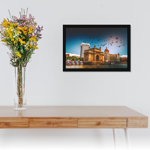 Image of Mad Masters Gateway Of India Mumbai India Painting Hanging Photo Frame Decorative Item for Living Room, Bedroom, Home Decor and Wall Decoration (MM 1549, 30.5L x 20.3W cm, Paper, With Plexi Glass)