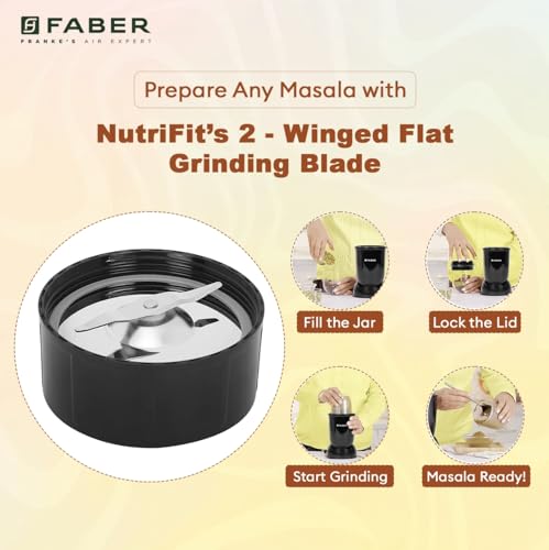 Image of Faber 550W Sportz Blender FSB 3-in-1 Nutrifit Nero|Mixer Grinder Blender|100% Copper Motor|Detachable SS Blade|3 PC Jar 500ML+300ML+500ML Mug|Wet, Dry Grinding|2 Year Warranty by Faber