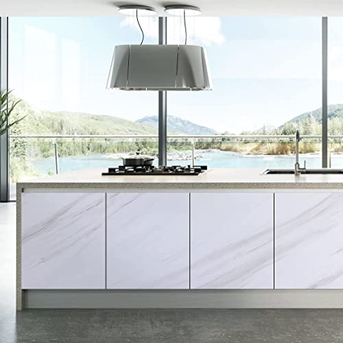 Image of KASHIVAL Marble Peel and Stick Wallpaper - White & Grey Glossy Marble for Countertop, Kitchen Cabinets, Bathroom (30X60cm)