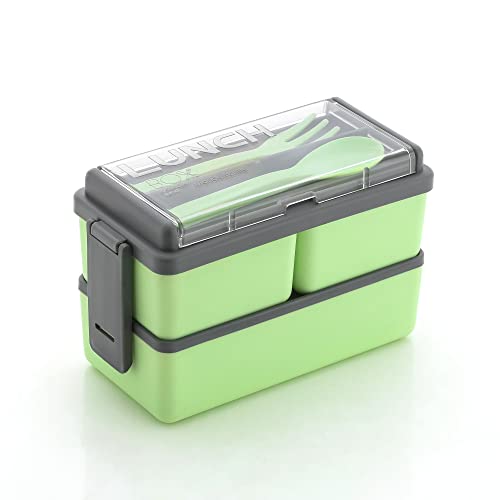 TEX-RO 3 Compartment Lunch Box For Office Men And Lunch Box For Kids, Microwave Safe Lunch Boxes (Pack Of 1, Green&Grey, Plastic), 1400 Milliliter For Rs. 199 @ 90% off