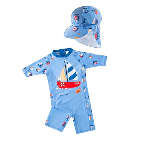 Combinaison anti-UV bébé garçon contre les coups de soleil maillot de bain 1 pièce avec chapeau