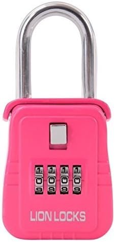 Lion Locks 1500 Key Storage Lock Box with Set Your Own Combination, Pink