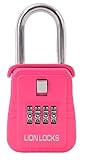 Lion Locks 1500 Key Storage Lock Box with Set Your Own Combination, Pink