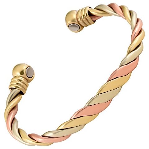 MAGNETJEWELRYSTORE Magnetic Copper Bracelet Triple Cuff, For Men and Women, High Power Magnets, Adjustable Bracelet Bangle Cover