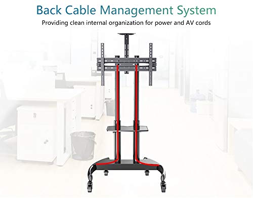 Soporte TV móvil ajustable con estantes y base resistente miniatura 3