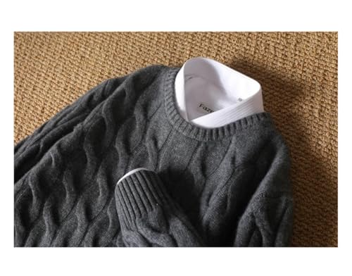 Men Thickened Cashmere Sweater 100% Merino Wool Tops O-Neck Twisted Pullover Knitted Loose Long Sleeve Sweater4