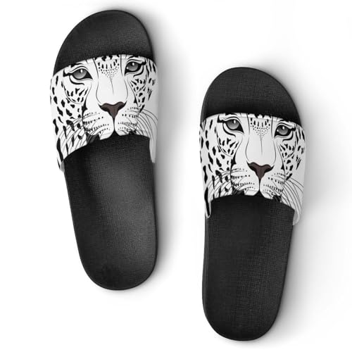 Sandales chaussons de maison anti-glisse style imprimé léopard
