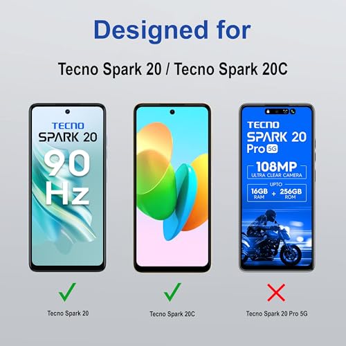 Image of ZAP CASE HD Plus Tempered Glass Screen Protector Compatible For Tecno Spark 20 (Black) Edge To Edge Coverage With Easy Installation Kit