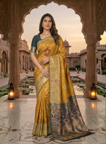 Image of C J Enterprise Women's Pure Soft Silk Saree With Blouse Piece For Wedding (Diamond-Patola)