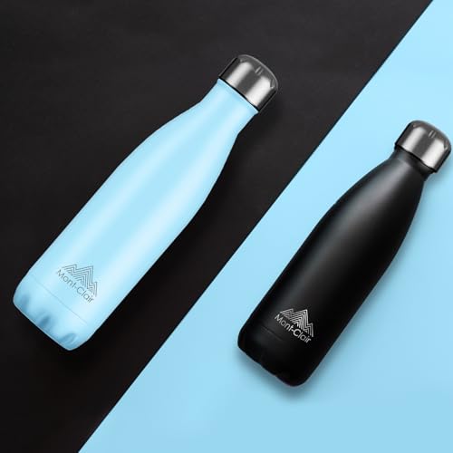 Image of Mont-Clair Stainless Steel Water Bottle, Vacuum insulated - BPA Free, 12h Hot & 24h Cold Drinks, Metal Water Bottle 17 oz Leakproof, Ideal for Adult, Kids, Running - Pastel Blue