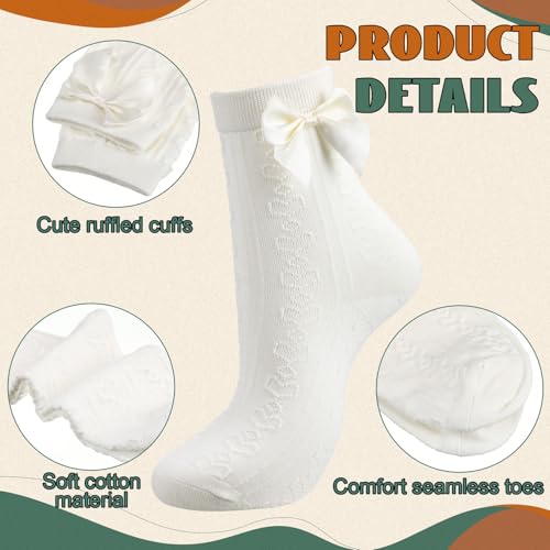 Image of Shyyween 10 Pairs Cute Socks Women's Lace Ruffles Ankle Casual Flower Frilly Fancy Cotton Cottagecore Floral Mid Tube Socks