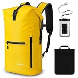 Gonex Waterproof Backpack for Men, Floating Dry Bag, 35L Waterproof Travel Roll Top Fishing Backpack Keeps Gear Dry for Kayaking Boating Rafting Fishing Swimming Beach with Phone Case Yellow