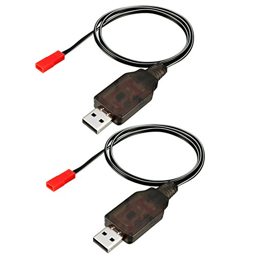 uxcell 2pcs JST-2P USB Charging Cable for RC Car 7.2V 250mA Ni-MH Ni-CD Battery