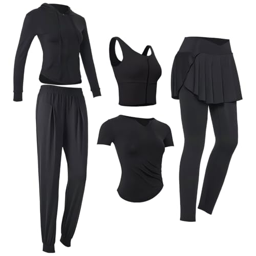 Ensemble d'entraînement pour femme haut de gamme : ensemble noir 5 pièces respirant XXL