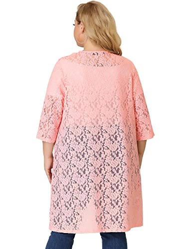 Image of Agnes Orinda Plus Size Cardigans for Women Lace Cardigan Lightweight Crochet 3 /4 Sleeve Cover Up Jacket