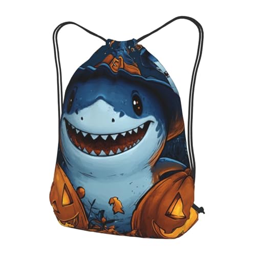 Cute Shark Print Drawstring Bags For Yoga Sport Gym, String Backpack Beach Bag Travel Backpack For Men Women Lightweight3