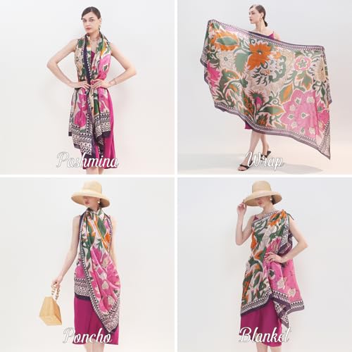 DANA XU 100% Mulberry Extra Large Silk Pashmina Scarf Shawls And Wraps For Women Evening Dress Summer Travel Floral Blanket2
