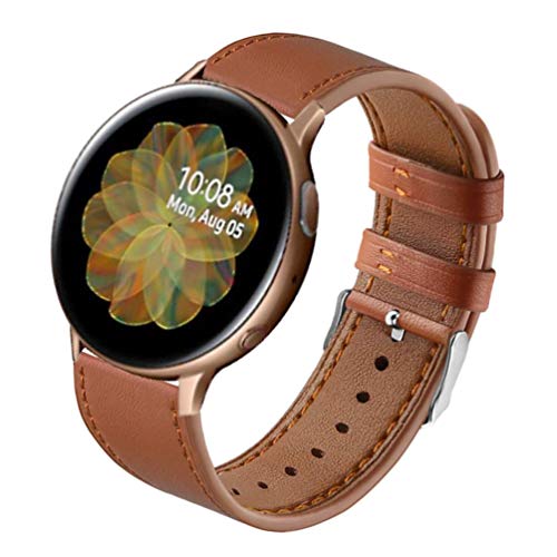 Sankel Compatible for Samsung Galaxy Watch Active 2 Band,Women Men 20mm Genuine Leather Watch Strap Replacement Wristband for Samsung Galaxy Watch Active/Active 2/Galaxy Watch 42mm/Gear Sport (Brown)