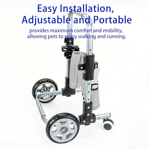 Regulowany wózek inwalidzki dla psa - lekki wózek wspomagający poruszanie się dla małych zwierząt domowych do 5 kg - wózek rehabilitacyjny dla psów i kotów rannych lub niepełnosprawnych