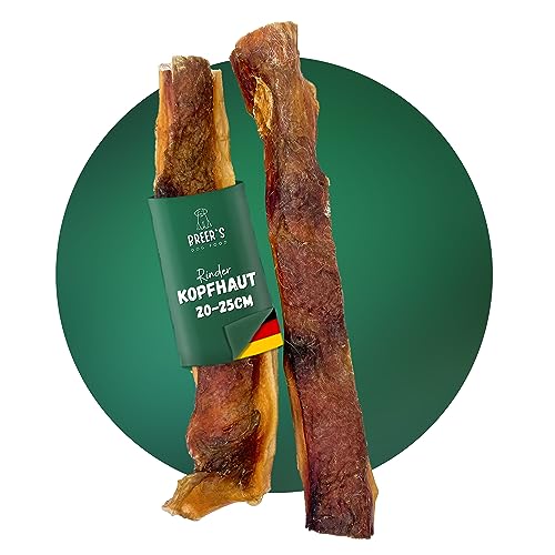 BREERs getrocknete Rinderkopfhaut für Hunde 25cm, 10kg Belohnung-Snack getreidefrei, Deutsche Herstellung, Leckerli Hundekauartikel Kauartikel große Hunde
