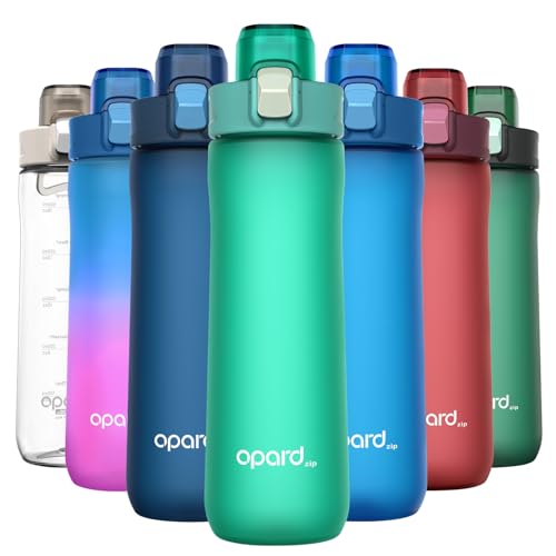 Image of Opard Zip 20oz Plastic Water Bottle Dishwasher Safe, Leakproof Flip-Top Lid, BPA Free Tritan, Wide Mouth Reusable Kids Water Bottle for School Hiking Commuting Outdoor Travel and Gym