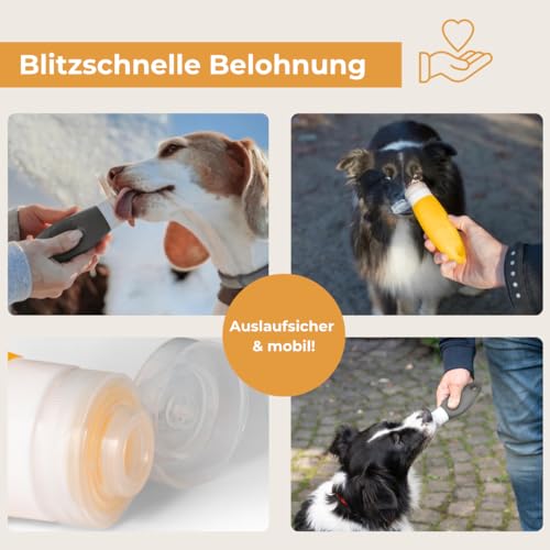 Martin Rütter Futtertube für Hunde 100 ml, Farbe: LiteYellow – befüllbar, auslaufsicher, BPA-freies Silikon, ideal für Training und unterwegs - Inklusive Ersatzdeckel