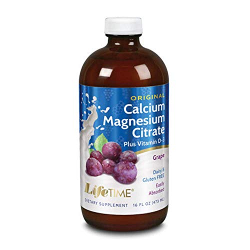 Lifetime Calcium Magnesium Citrate w/Vitamin D-3, Calcium and Magnesium| Bone, Muscle & Immune Support | Easy Absorption, Dairy & Gluten Free | Strawberry | 16 FL oz (Grape)