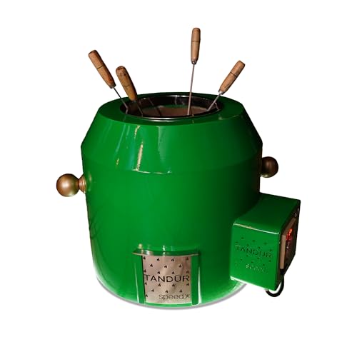 by Speedx - Electric Tandur with 4 Skewers | Home Cooking Tandoor Crafted with a Blend of Clay & Metal, (20x20x20) Inches, Cylindrical (Mint Green)