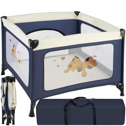 Cunas azules 11 tectake® Parque Infantil Plegable con Estructura Estable, Apertura...