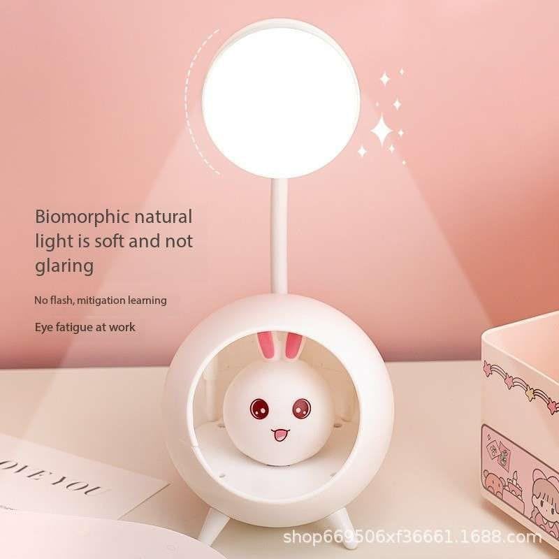 Image of IMNISHNAY Cute Bunny Night Light with Cloud LED Desk Lamp | USB Rechargeable Warm LED Lamp for Kids Bedroom, Nursery, Study Table & Home Decor (Pink)
