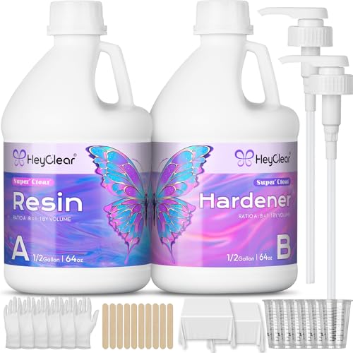 Epoxy Resin 1 Gallon Kit with Pumps, Crystal Clear 2 Part Resin High Gloss for Casting Coating, Countertop, Table top, Art DIY Handcraft Jewelry