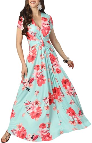 Image of KOH KOH Womens Long Flowy Cap Sleeve Empire Waist Cocktail Maxi Dress Gown