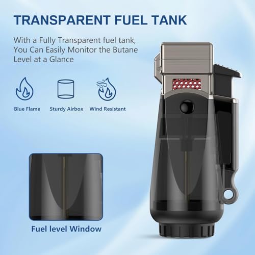 Encendedor Quad Jet Flame resistente al viento negro miniatura 5