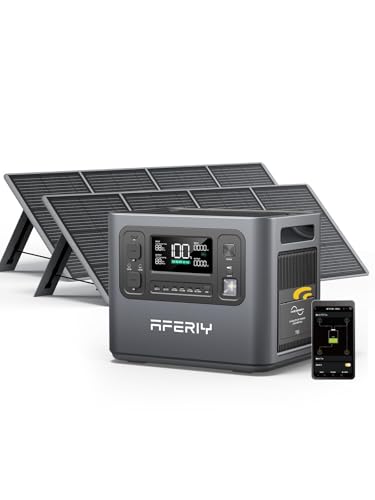 AFERIY Solar Generator P210 with 2pcs 200W Solar Panel | 2400W Portable Power Station 2048Wh | AC Output with 120V,2400W,Solar Generator for Home Use,Outdoor Camping,Power Outage, Camping,Emergencies