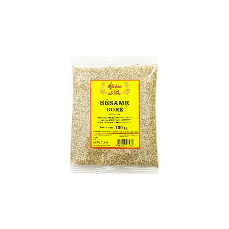 Graine de Sésame Doré Grillé 100g - Épice d’Or, Graines croquantes naturelles pour cuisine, pâtisserie et salades
