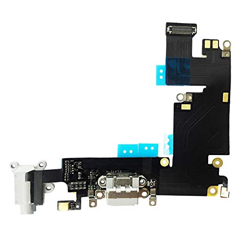 Johncase OEM Charging Port Dock Connector Flex Cable w/Microphone + Headphone Audio Jack Port Ribbon Replacement Part Compatible for iPhone 6 Plus All Carriers (Black/Space Gray)